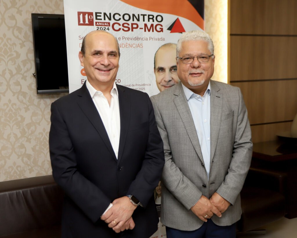 Foto: Edson Franco, presidente da FenaPrevi, e João Paulo Moreira de Mello, presidente do CSP-MG e anfitrião do 11º Encontro